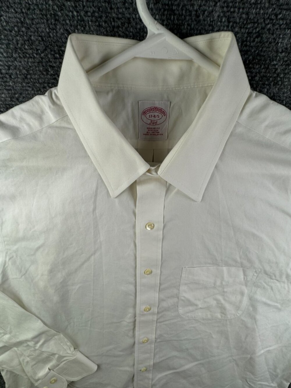 Brooks Brothers 17 34/35 Regular Men Non Iron Button Up Long Sleeve White Point